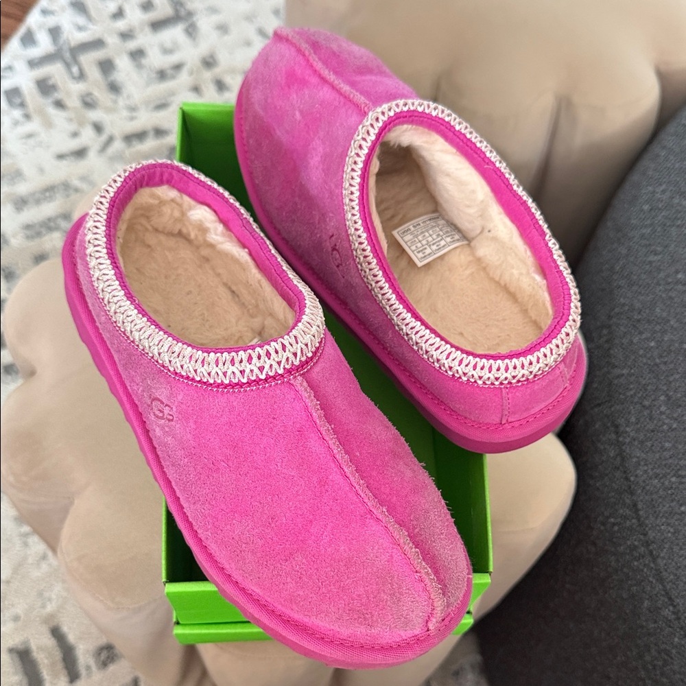 UGG Bright Pink Tasmen Slipons with Fur Lining
